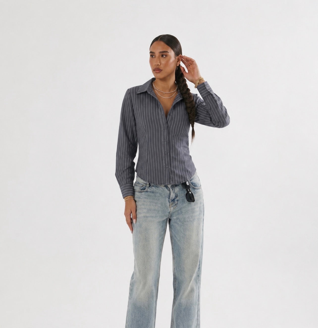 Relaxed Striped Shirt — One size