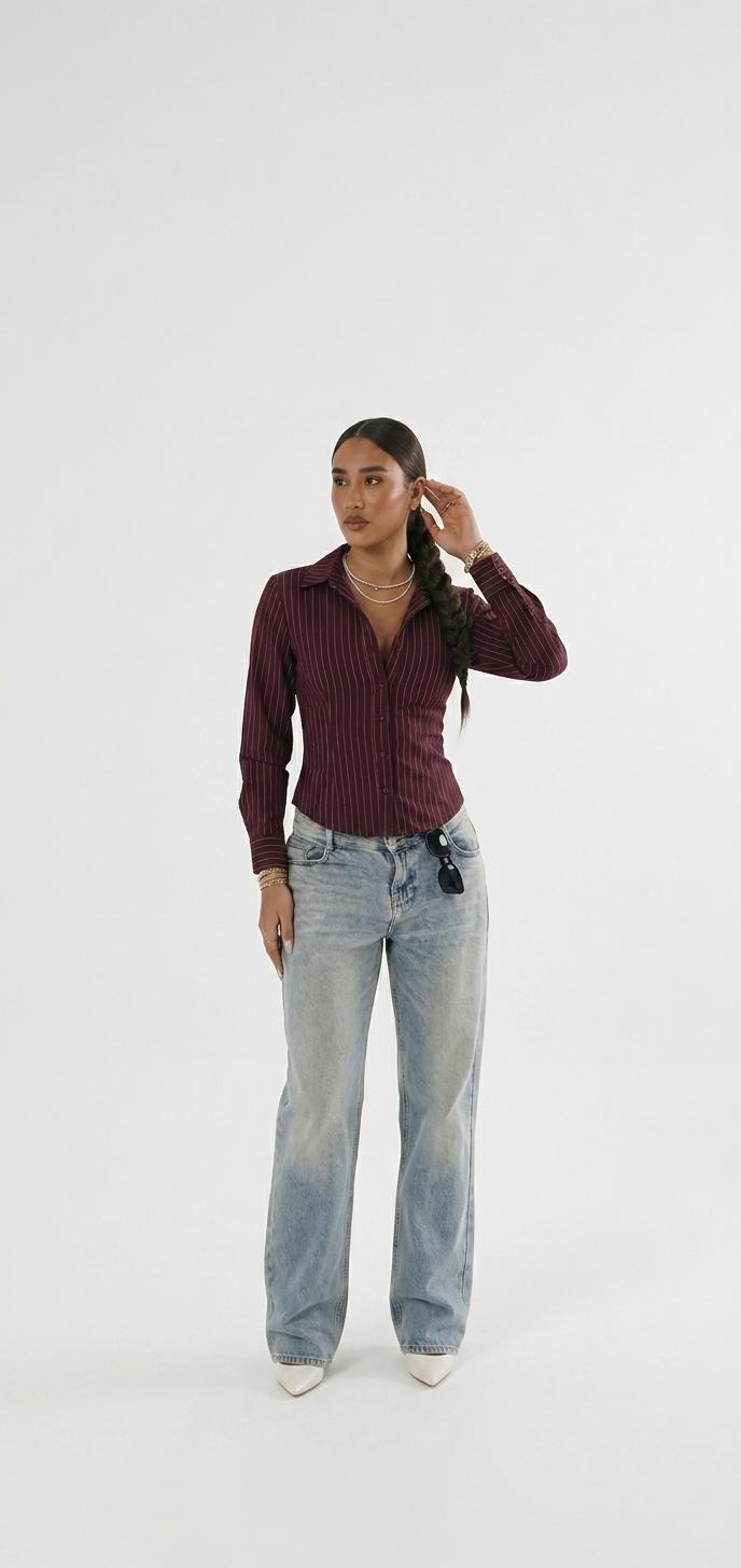 Relaxed Striped Shirt — One size